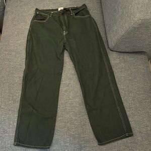 Reformation Dark Green Straight Leg Jeans